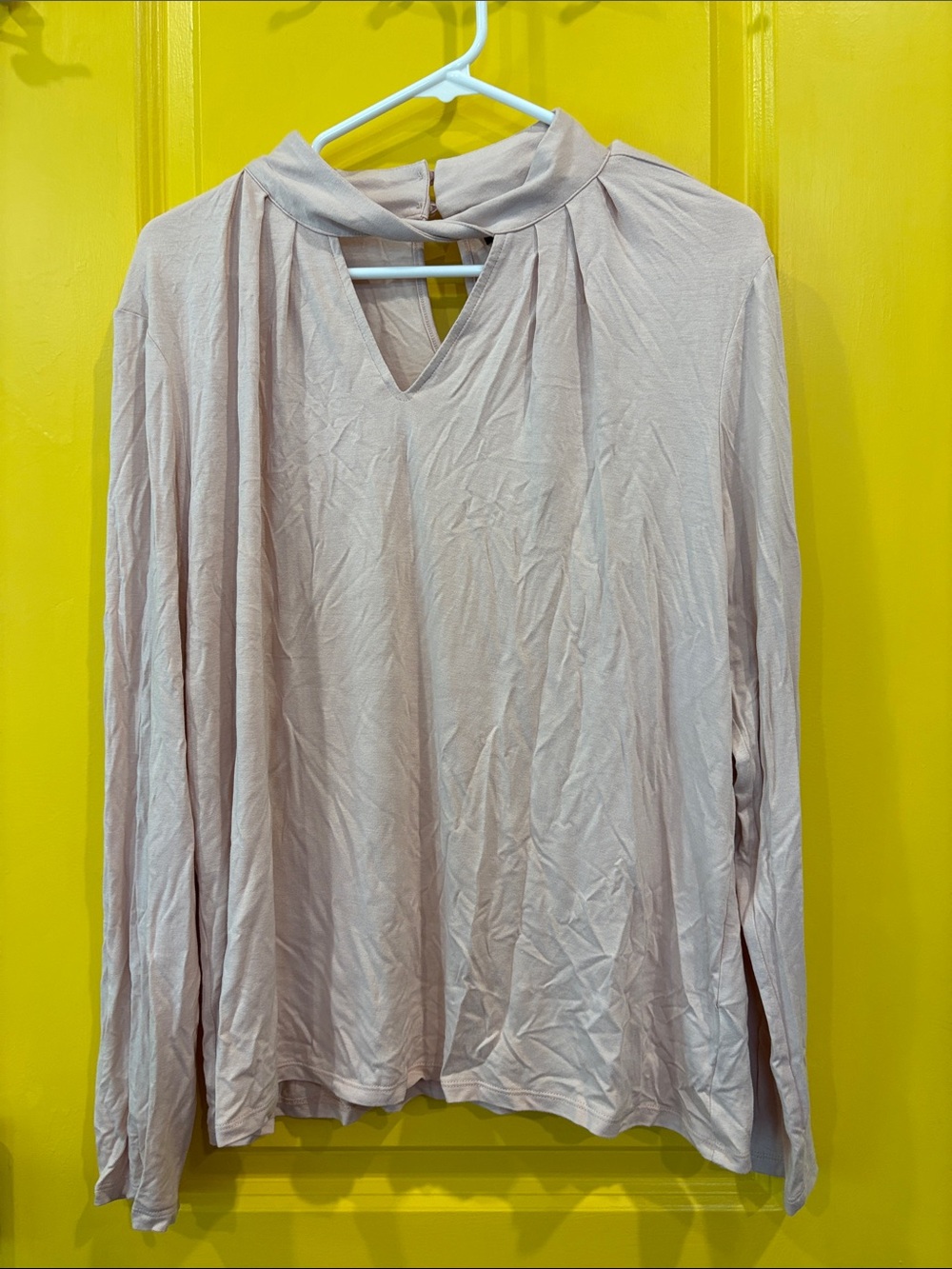 Worthington Long-Sleeve Mock-Neck Top in Light Blush